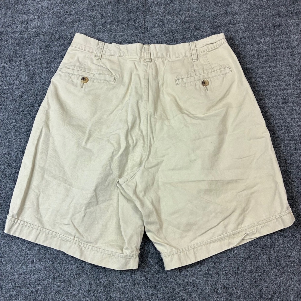 Eddie Bauer Mens 32 Pleated Chino Shorts Khaki Tan Cotton Twill Casual Outdoor - Picture 7 of 8